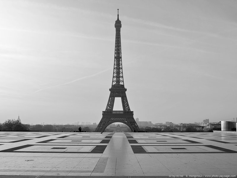 La Tour Eiffel en noir & blanc, photographiée depuis le parvis du Trocadéro
Paris, France
Mots-clés: paris tour_eiffel matin paysage_urbain monument trocadero