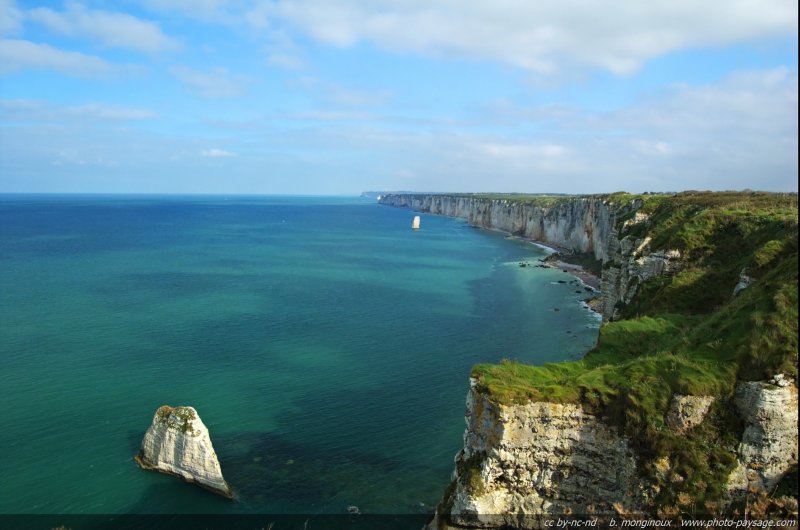 Le Roc Vaudieu et l'Aiguille de Belval
Littoral de Haute-Normandie, France
Mots-clés: etretat normandie mer littoral plage falaise roc-vaudieu