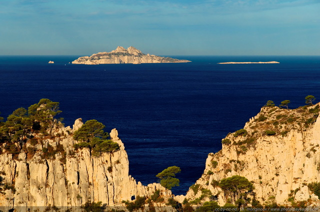 Ile de Riou au large des Calanques
Photographiée depuis les falaises qui dominent la calanque d'En Vau

[Littoral de Provence, entre Cassis et Marseille : 
Le Parc National des Calanques]
Mots-clés: provence parc_national_des_calanques cassis falaise riou mer mediterranee categ_ete