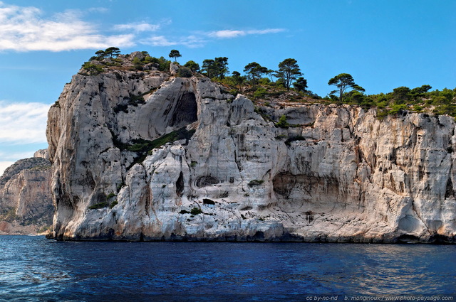 La pointe de Castel Vieil
A l'embouchure de la calanque d'En Vau.

[Littoral de Provence, entre Cassis et Marseille : 
Le Parc National des Calanques]
Mots-clés: mer mediterranee provence cassis parc_national_des_calanques cote-d-azur falaise en_vau