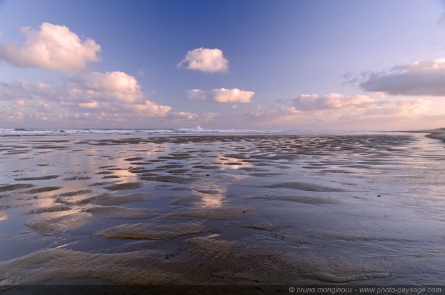 Reflets a maree basse - Biscarrosse plage -10
[Côte Aquitaine]
Mots-clés: aquitaine littoral atlantique bord_de_mer biscarrosse plage ocean landes reflets nuage sable ciel_aube