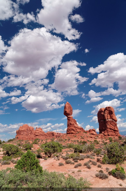 Le rocher suspendu de Balanced Rock
Arches National Park, Utah, USA
Mots-clés: USA etats-unis utah balanced_rock rocher desert cadrage_vertical