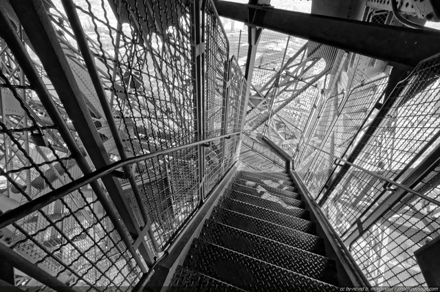 Photos En Noir Et Blanc Dans Lescalier De La Tour Eiffel