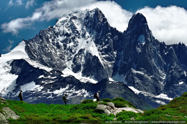 Des randonneurs sur la montagne de la Flégère
Massif du Mont-Blanc, Haute-Savoie (France)
Mots-clés: montagne alpes nature haute_savoie chamonix la_flegere neige categ_ete