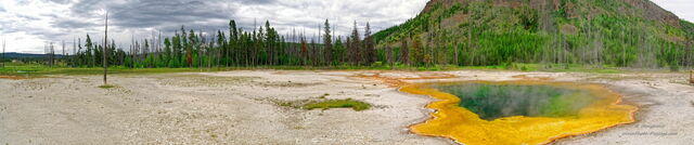 Emerald pool 
 Black sand basin, parc national de Yellowstone, Wyoming, USA
Mots-clés: yellowstone wyoming usa source_thermale photo_panoramique foret_usa