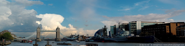 La Tamise, Le Tower Bridge et le HMS Belfast  - vue panoramique
Londres, Royaume-Uni
Mots-clés: londres Royaume_Uni photo_panoramique categ_pont tower_bridge bateau tamise