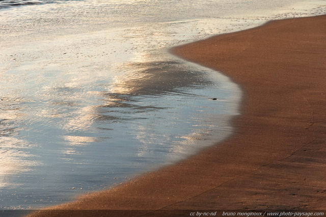 Le ciel sur reflète sur la plage de l'Espiguette
Massif dunaire de l'Espiguette
Le Grau du Roi / Port Camargue (Gard). 
Mots-clés: nature reflets sable plage mer mediterranee plage dune espiguette gard languedoc_roussillon languedoc-roussillon littoral nature