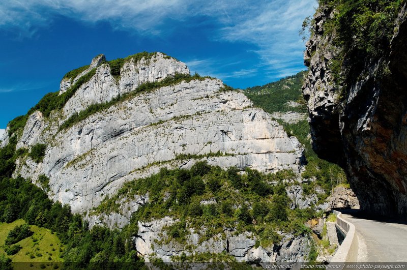 Une route à flanc de falaise dans les Gorges de la Bourne (Vercors)
Mots-clés: vercors gorges_de_la_bourne canyon categ_ete montagne route beautes_de_la_nature montagnard oxygene