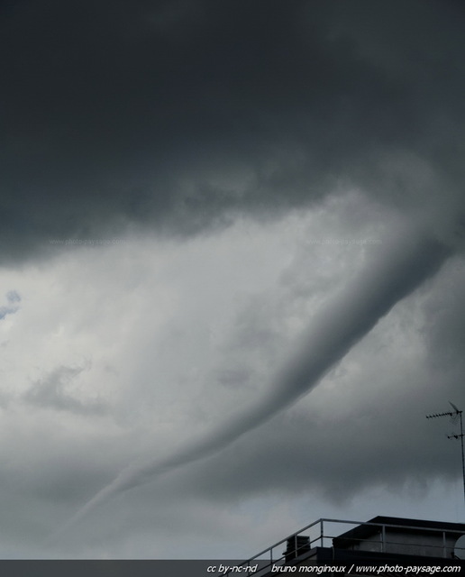 Tornade en Italie (région de Venise)
Une tornade photographiée dans le ciel de la ville de  Mestre en Italie, non loin de la cité vénitienne. Quelques minutes plus tard la colonne d'air tourbillonnant prenait une position horizontale, tout en se dissolvant progressivement au milieu des nuages...
Mots-clés: mestre tornade nuage tempete insolite meteorologie tourbillon cadrage_vertical